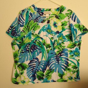 Women's Alfred Dunner Short Sleeve, Size 1X Jungle Print Top